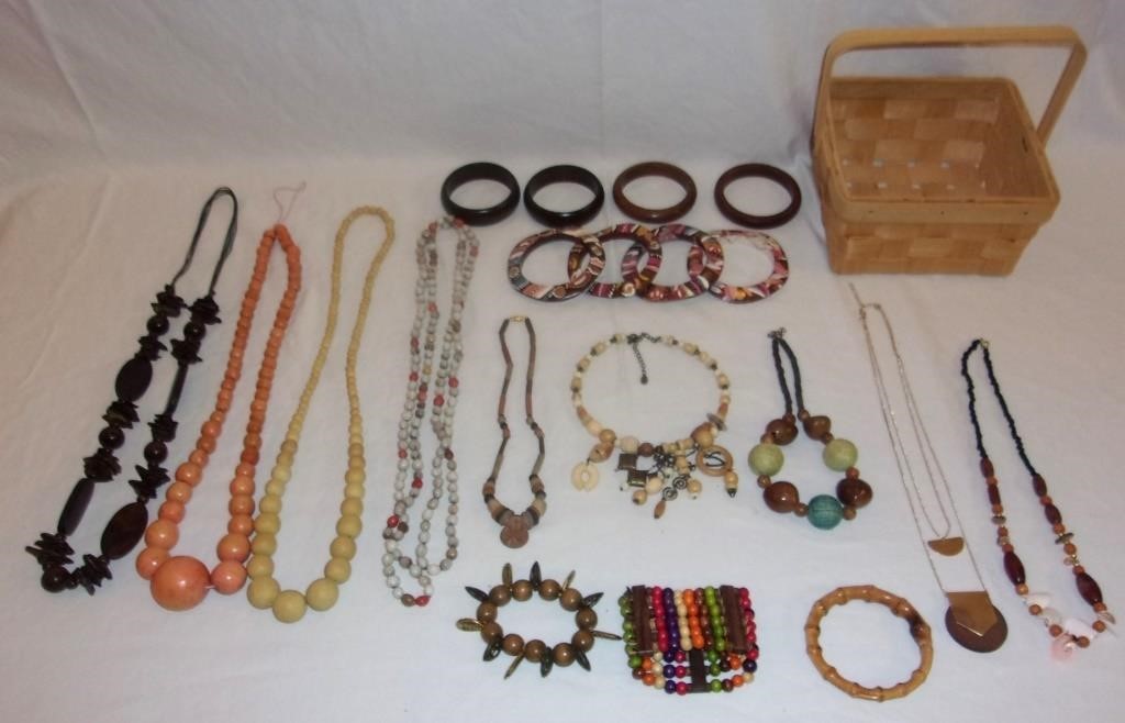 Vintage wooden boho jewellery.