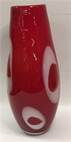 Red And White Art Glass Vase