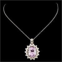 6.96ct Kunzite & 0.90ctw Diam Pendant in 14K Gold