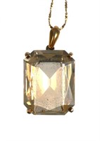 14K GOLD SPINEL PENDANT & NECKLACE