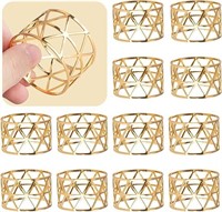 Set of 12Napkin Rings, Golden