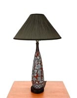 MCM DESIGN FLORAL PAINTED POTERY TABLE LAMP