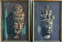 TWO DECORATIVE FRAMED PORTRAITS OF BUDDAH