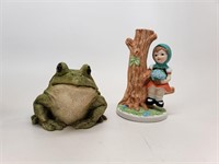 Frog Figurine and Little Girl Figurine