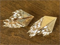 14K Gold Modern Brutalist Motif Earrings