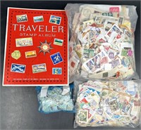 Vintage 1979 World Stamp Album w Bags of Stamps