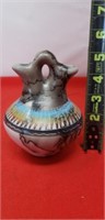 Navajo Etched Wedding Vase (chipped) Signed by