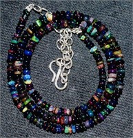 30.00 cts Ethiopian Black Fire Opal Beads Necklace