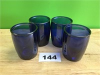 Threshold Blue Glass Cups lot of 4
