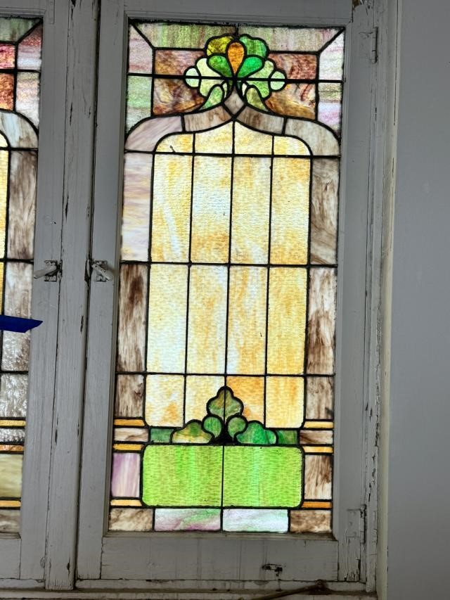 Vintage Stained Glass Window 55 1/2 x 25 1/2