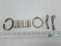5 copper, gold & silver tone bracelets