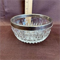 Vintage Crystal Bowl With Silver Plate Rim