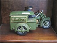 10 Inch Cast Iron Parcel Post Motorcycle Toy