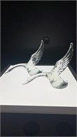 2 Heisey glass flying geese figures WOW