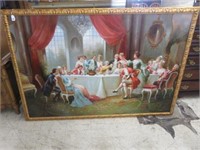 LARGE FRAMED OIL ON CANVAS "FRENCH SCENE" SIGNED