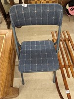 Blue Fabric Metal Folding Chair