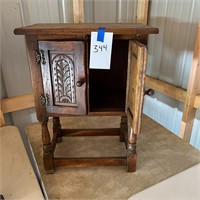 Oak Tudor Style Bedside Cabinet