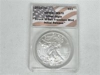 2013 S MS70 Silver Eagle Dollar