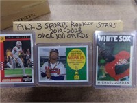 100 Cards All3 Sports rookies and stars 2019-2022