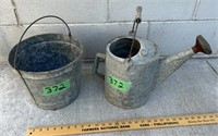 Metal Bucket and Metal Watering Can