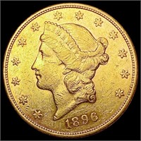 1896-S $20 Gold Double Eagle CHOICE AU