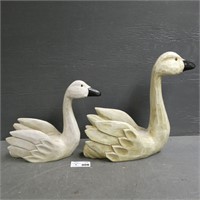 Pair of Modern Wooden Swans