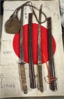 Japanese Sword lot with Flag and canteen