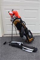 2 Adult+Kids Golf Bags+Clubs: Midway, Cougar Jr.+