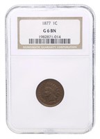 KEY DATE 1877 US INDIAN HEAD 1 CENT COIN NGC G 6 B