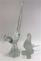 2 Decorative Glass Bird Figurines
