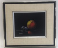 Vintage Oil on Board Painting of Fruit