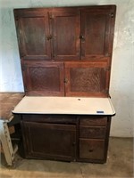 Antique Oak With Enamel Top Kitchen Cabinet
