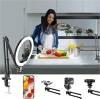 Overhead Camera Mount with 10 Selfie Ring Light an