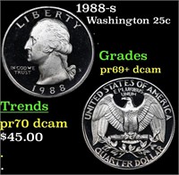 Proof 1988-s Washington Quarter 25c Grades GEM++ P