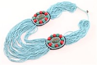 Ethnic Blue Beaded Necklace