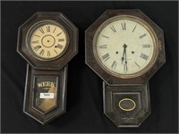 2 Antique Wall Clocks - Both Need Work