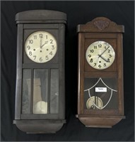 2 German Oak Wall Clocks