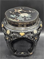 Hand Painted Black Lacquered Asian Stand