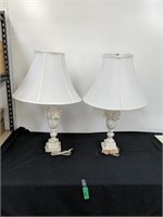 Pair of 26.5" marble based lamps