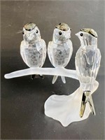 SWAROVSKI CRYSTAL SWALLOWS ON A FROSTED BASE