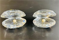 TWO SWAROVSKI CRYSTAL OYSTERS