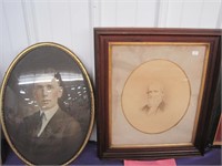 2 antique framed portraits