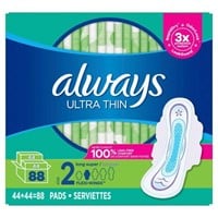 88-Pk Always Ultra Thin Long Super Pads, Unscented