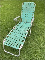 2 Vintage Aluminum Folding Chaise Lounge Chairs