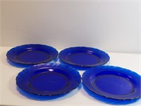 4pc Ultramarine Blue Swirl Pattern Salad Plates
