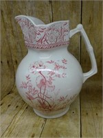 ENGLISH TUNSTALL POPPY RED AND WHITE PITCHER VINTA