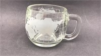 Vintage Nestle World Globe Cleear Glass Mug