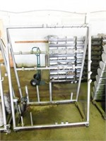 Steel tool rack on rollers, 4' x 67"