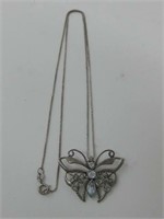 Sterling Silver Aquamarine Butterfly Necklace