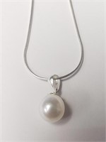 $120 Silver Fresh Water Pearl 16"  Necklace